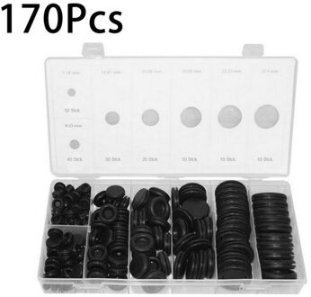 170Pcs Rubbertule Assortiment Bevatten 7 Populaire Maten Firewall Hole Plug Set Elektrische Draad Pakking Kit Voor Auto