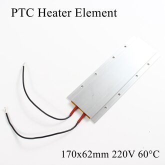170x62mm 220V 60 Graden Celsius Aluminium PTC Verwarmingselement Constante Thermostaat Thermistor Lucht Verwarming Sensor Shell 170*62mm