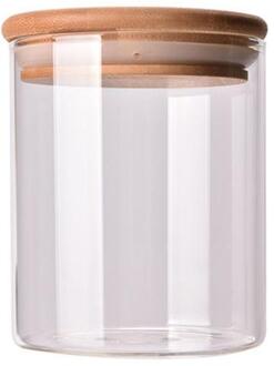 175Ml Clear Glazen Pot Verzegelde Bus Voedsel Opslag Container Voor Losse Thee Koffie Bean Suiker Zout (6.5*8Cm, met Bamboe Deksel)