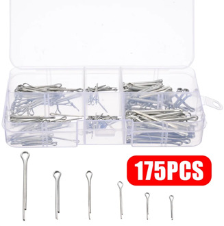 175pcs/set Sliver Split Pins Cotter Fixings Assorted Sizes Zinc Plated Steel Hard Case Link Split Cotter Pin with Box