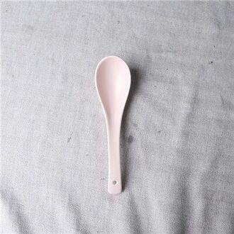 17cm Effen Matte Keramische Lange Lepel Onder Glazuur Porselein Koffie Melk Roeren Soeplepel Huishoudelijke Noodle Lepel Keuken Tool roze