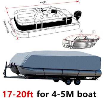 17FT -24FT Rubberboot Ponton Boot Covers 210D Water Regen Proof Trailerable Ponton Boot Cover Coat Protector Zon Uv stof D20 grijs 17-20ft