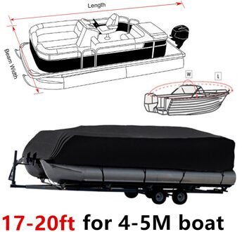17FT -24FT Rubberboot Ponton Boot Covers 210D Water Regen Proof Trailerable Ponton Boot Cover Coat Protector Zon Uv stof D20 zwart 17-20ft