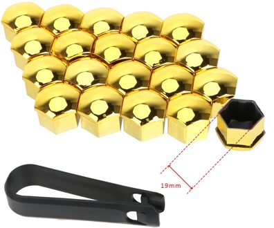 17mm/19mm Auto Wiel Moer Caps Auto Hub Schroef Cover 20 Stuks Auto Trim Band Moer Bout bescherming Covers Caps Exterieur Decoratie goud 19mm