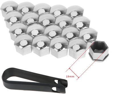 17mm/19mm Auto Wiel Moer Caps Auto Hub Schroef Cover 20 Stuks Auto Trim Band Moer Bout bescherming Covers Caps Exterieur Decoratie zilver 19mm