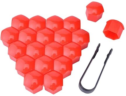 17Mm 20 Stuks Auto Wiel Moer Caps Bescherming Covers Caps Anti-Roest Auto Hub Schroef Cover Autoband moer Bout Exterieur Decoratie Rood