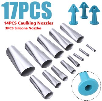 17Pcs Lijm Kalefateren Nozzle Set Perfect Breeuwen Finisher Kit Roestvrij Schraper Applicator Filler Herbruikbare Breeuwen Afwerking Tool