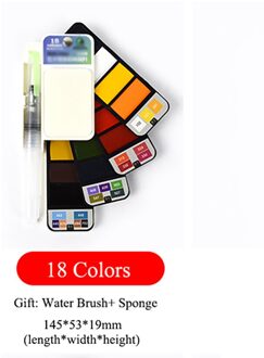 18/25/33/42 kleuren Opvouwbare Effen Aquarel Verf Set Fan Vormige Aquarel Met Water Borstel Pen wasbare Spons 18 kleuren