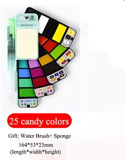 18/25/33/42 kleuren Opvouwbare Effen Aquarel Verf Set Fan Vormige Aquarel Met Water Borstel Pen wasbare Spons 25 Candy kleuren