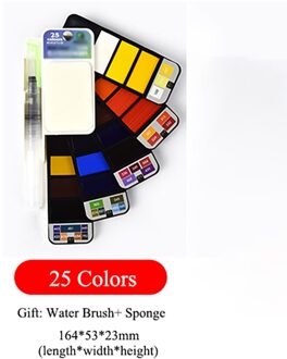 18/25/33/42 kleuren Opvouwbare Effen Aquarel Verf Set Fan Vormige Aquarel Met Water Borstel Pen wasbare Spons 25 kleuren