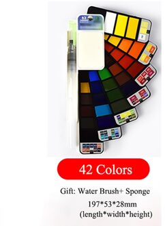 18/25/33/42 kleuren Opvouwbare Effen Aquarel Verf Set Fan Vormige Aquarel Met Water Borstel Pen wasbare Spons