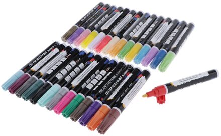 18/28 Kleur Acryl Verf Marker Pen 2Mm Point Tip Art Permanente Schilderen Pen Set as described