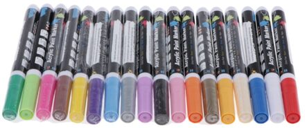 18/28 Kleur Acryl Verf Marker Pen 2Mm Point Tip Art Permanente Schilderen Pen Set veelkleurig