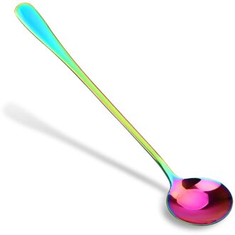 18.5 Cm Rvs Ice Koffie Lepel Ronde Vorm Lange Handvat Lepel Thuis Keuken Servies Lepel kleurrijk