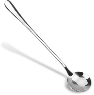18.5 Cm Rvs Ice Koffie Lepel Ronde Vorm Lange Handvat Lepel Thuis Keuken Servies Lepel Zilver
