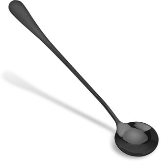 18.5 Cm Rvs Ice Koffie Lepel Ronde Vorm Lange Handvat Lepel Thuis Keuken Servies Lepel zwart