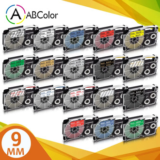 18 Colors XR-9X XR-9WE Label For CASIO XR-9YW Label Tape 9mm Label Cartridge Printer Ribbon For CASIO KL-60 KL-60SR Label Maker