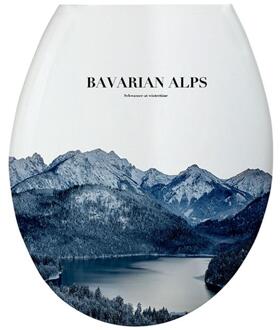 18 Inches Universele Verdikking Gedrukt Wc-deksel U-Vormige Toilet Seat Cover Creatieve Patronen Wc Ring Badkamer Accessoires blauw landscape