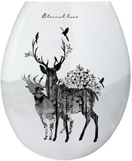 18 Inches Universele Verdikking Gedrukt Wc-deksel U-Vormige Toilet Seat Cover Creatieve Patronen Wc Ring Badkamer Accessoires eland