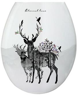 18 Inches Verdikking Gedrukt Wc-deksel U-Vormige Toilet Seat Cover Universal Plastic Wc-deksel Patronen Toiletbril Ring eland