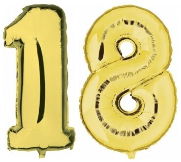 18 jaar leeftijd helium/folie ballonnen goud feestversiering - Ballonnen Goudkleurig