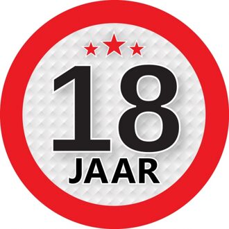18 jaar leeftijd sticker - rond - Dia 9 cm - 18 jaar verjaardag/jubileum/leeftijd versiering Multi