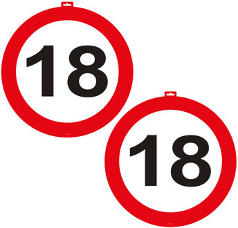 18 jaar verkeersbord - 2x - deurbord - Dia 47 cm - 18e verjaardag - feestdecoratie - feestversiering