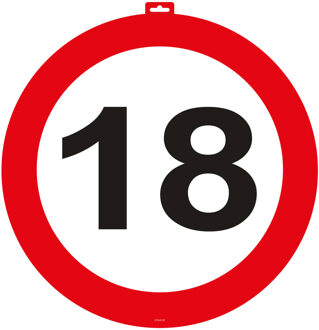 18 jaar verkeersbord - deurbord - Dia 47 cm - 18e verjaardag - feestdecoratie - feestversiering