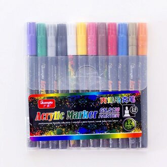 18 Kleur 0.7 Mm Acryl Verf Marker Pen Set Highlighter Keramische Rock Glas Porselein Cup Hout Canvas Art Tekening School art Stat 12 kleuren