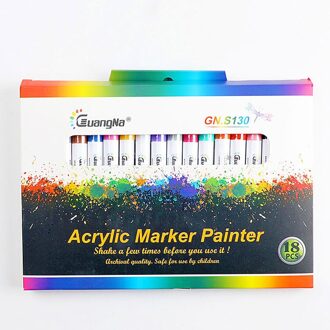 18 Kleur 0.7 Mm Acryl Verf Marker Pen Set Highlighter Keramische Rock Glas Porselein Cup Hout Canvas Art Tekening School art Stat 18 kleuren