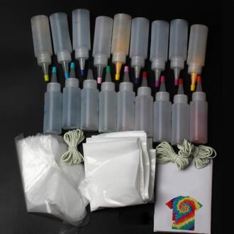18 Kleur Tie Dye Kit Diy Kledingstuk Graffiti Textiel Verf Een Stap Permanente Kleding Tie Dye Pigment Met Rubber bands Handschoen