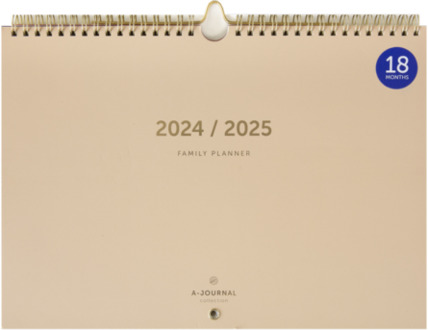 18 maanden familieplanner 2024-2025, beige