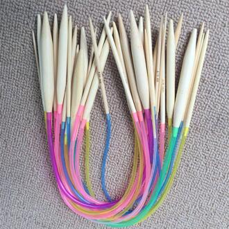 18 paar 40cm Professionele Kleurrijke Buis Cirkelvormige Gebleekte Bamboe Breinaalden Haak Naalden (2.0mm tot 10 mm)