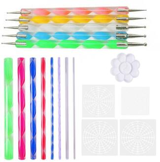 18 Pcs Mandala Schilderen Puntjes Gereedschap Met Puntjes Staven Bal Stylus Pennen Stencils Verf Lade Voor Hout Canva Rocks Stof wall Art
