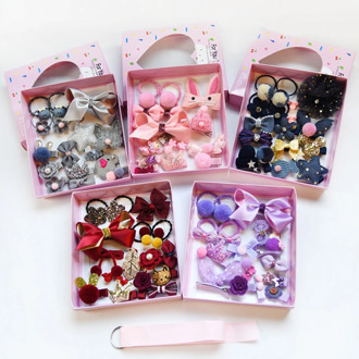 18 Pcs/set Children's Rubber Band Hair Duckbill Clip Hair Rope Grab Clip Kids Gift Hair Accessories Set