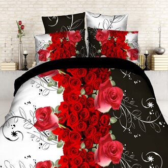 18 Stijlen Wit Rode Bloem 3D Beddengoed Set van Dekbedovertrek Kussensloop Set Bed Kleding Dekbedden Cover Queen Twin geen Quilt bloem 3D008