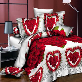 18 Stijlen Wit Rode Bloem 3D Beddengoed Set van Dekbedovertrek Kussensloop Set Bed Kleding Dekbedden Cover Queen Twin geen Quilt bloem 3D011