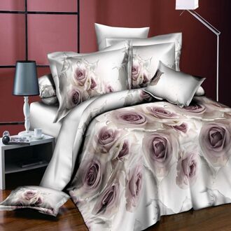 18 Stijlen Wit Rode Bloem 3D Beddengoed Set van Dekbedovertrek Kussensloop Set Bed Kleding Dekbedden Cover Queen Twin geen Quilt bloem 3D014
