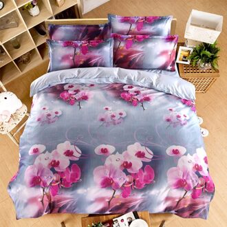 18 Stijlen Wit Rode Bloem 3D Beddengoed Set van Dekbedovertrek Kussensloop Set Bed Kleding Dekbedden Cover Queen Twin geen Quilt orchidee 3D001