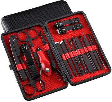 18 Stks/set Nail Art Gereedschap Nagels Clipper Schaar Tweezer Earpick Kit Met Case Vinger Teen Manicure Pedicure Gereedschap