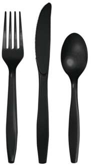 18 stuks zwarte bestek assorti