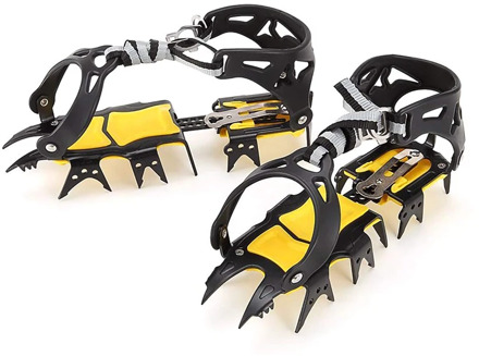 18 Teeth Crampons Traction Cleats Spikes Snow Grips,Anti-Slip Stainless Steel Crampons for Mountaineering & Ice Climbing