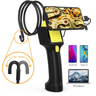 180/360 Degree Rotate Endoscope Camera HD Mini Borescope 8mm USB Dual Lens Car Pipe Inspection Camera for Android Type C Phone