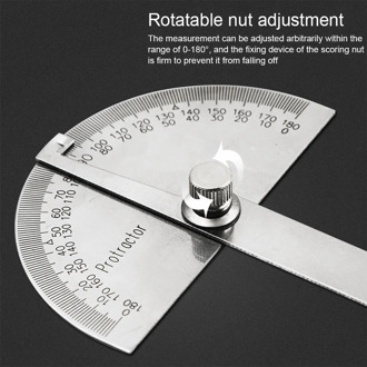 180 Degree Adjustable Protractor multifunction stainless steel roundhead angle ruler mathematics measuring tool Goniometer