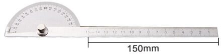 180 Graden Verstelbare Gradenboog Rvs Hoek Gauge Ronde Hoofd Schuifmaat Meten Heerser 0-150Mm Heerser Goniometer