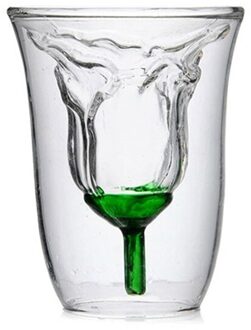 180 ml Bloem Vormige Dubbele Muur Rose Dubbelwandige Hittebestendige Koffie Bier Thee Melk Cup Whisky Glaswerk Bar Cocktail glas