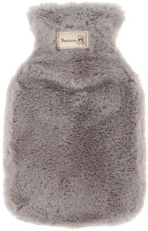 1800Ml Warm Water Fles Zachte Pluche Leuke Water Gevulde Tas Winter Warm Gebreide Cover Hand Warmer Herbruikbare licht grijs 800ml