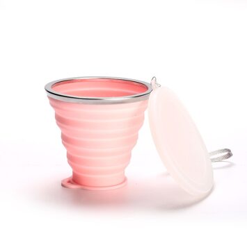 180Ml Draagbare Siliconen Opvouwbare Beker Hittebestendig Opvouwbare Beker Met Deksel Cup Buitensporten Fles Water Drinkware 01 roze 180ML