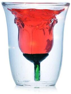180Ml Rose Blossom Double-Layer Glas Wijn Cup Hittebestendige Borosilicate Cocktail Bier Mok Cup Voor Wijn Vodka whisky Drinken
