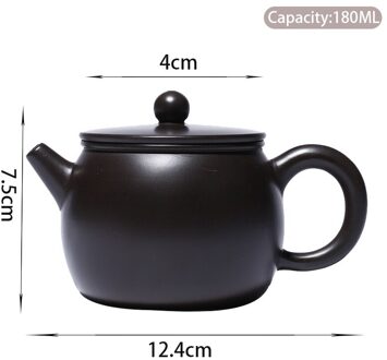 180Ml Yixing Handgemaakte Paarse Klei Theepotten Ruwe Erts Zwarte Modder Grote Diameter Thee Pot Beauty Waterkoker Chinese Yixing Thee set